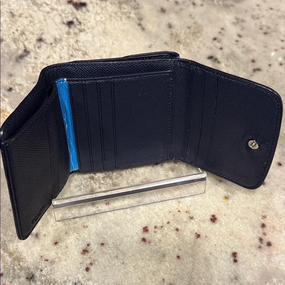 Coach Blue and Black Trifold Wallet